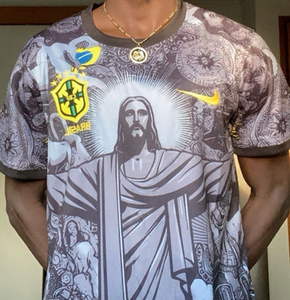 2024 Brazil Special Edition Jesus Black Gray Soccer Jersey