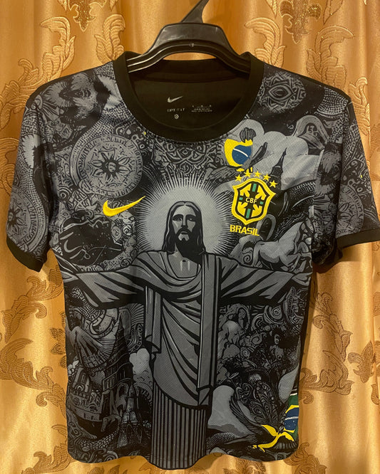 2024 Brazil Special Edition Jesus Black Gray Soccer Jersey