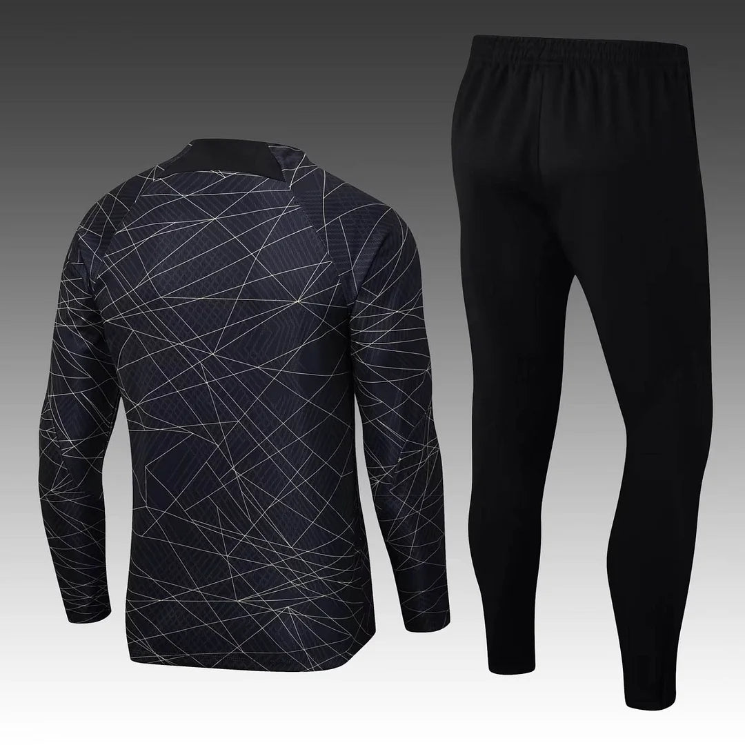 2022/2023 PSG Paris Saint-Germain Half-Pull Training Suit Black Gold Set