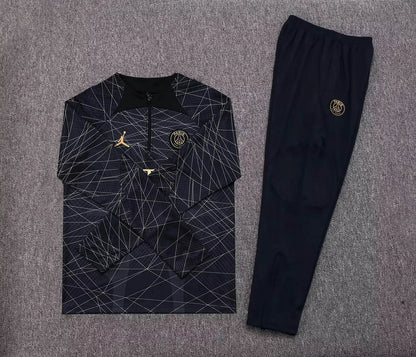 2022/2023 PSG Paris Saint-Germain Half-Pull Training Suit Black Gold Set